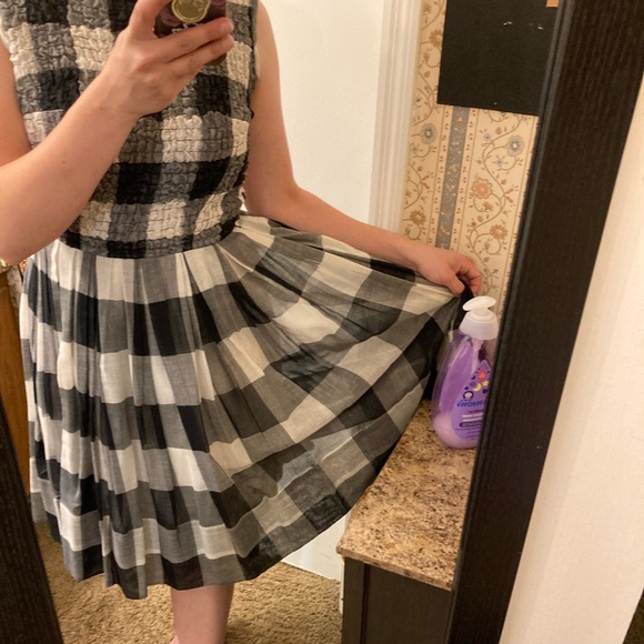 VINTAGE 1960s Black and White Checkered Dress - Picture 3 of 7
